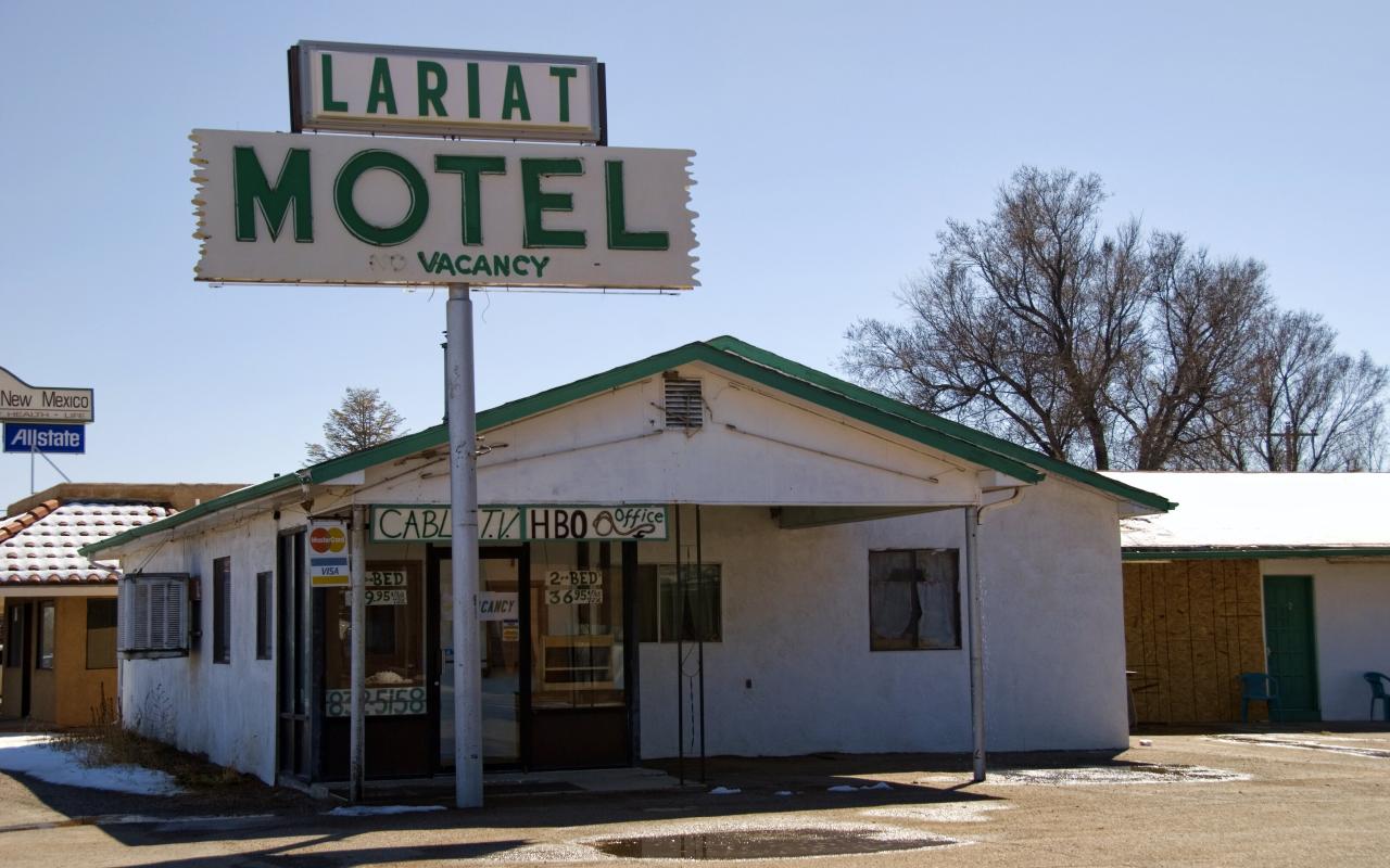 lariat motel alloggio americano sulla route 66 (new mexico,stati uniti)