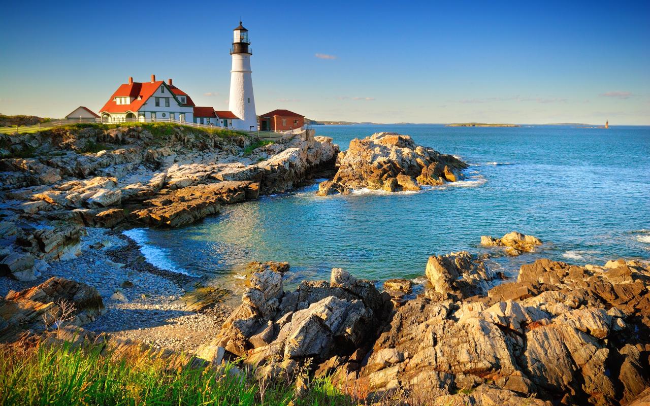 faro di portland head nel maine (maine, stati uniti)