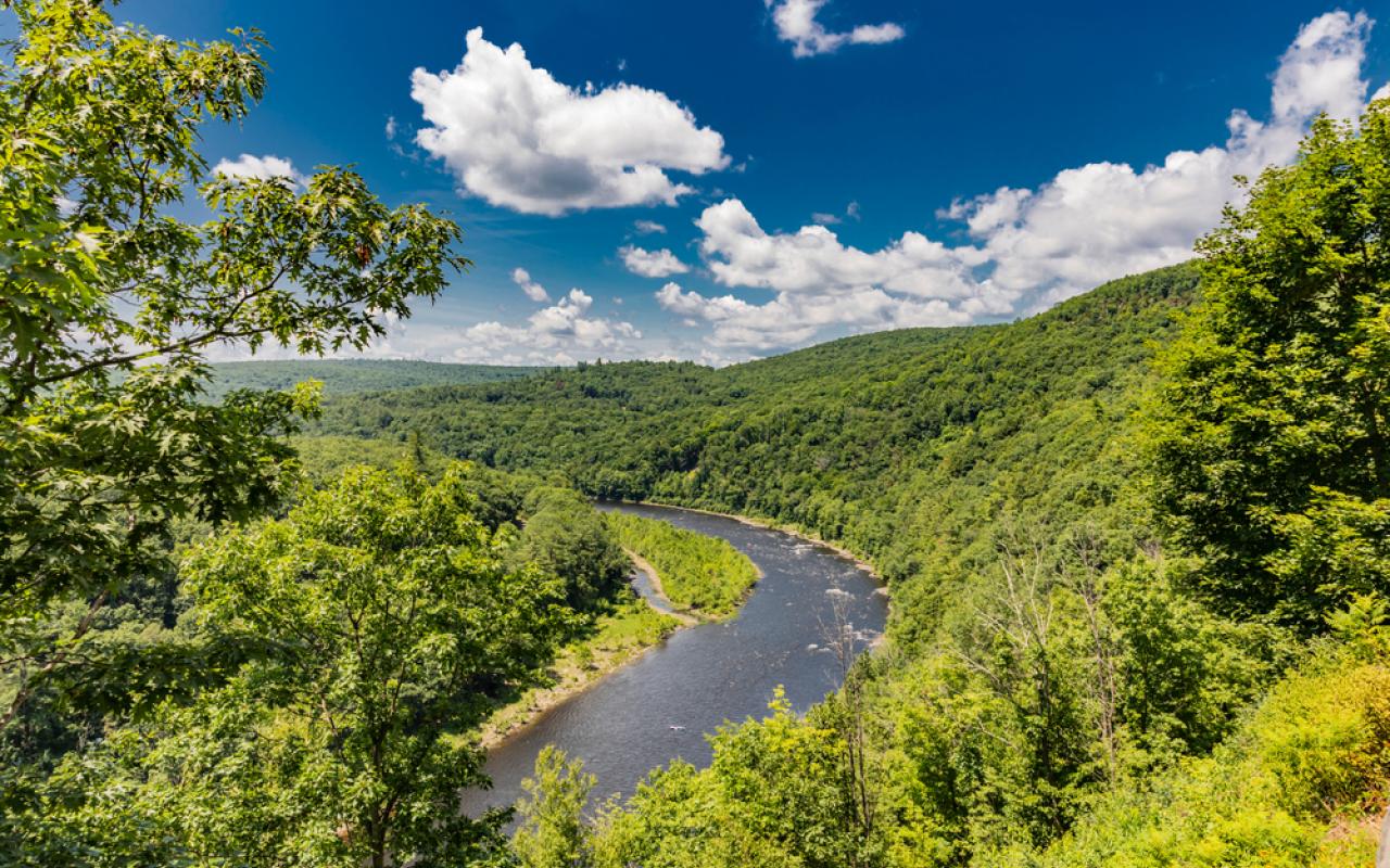 fiume a fondo valle visto dall'alto (delaware, stati uniti)
