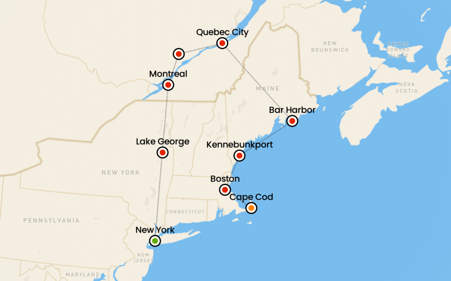 itinerario in auto new york massachusetts maine e canada