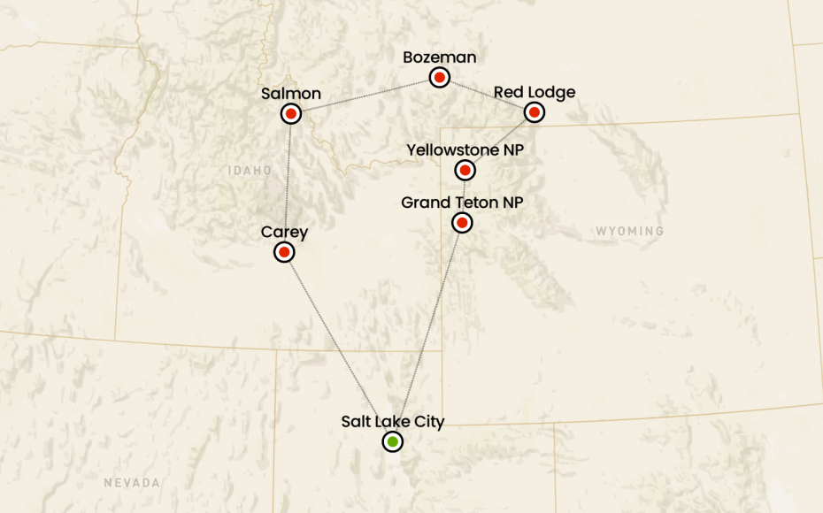 itinerario in auto da salt lake city tra wyoming montana e idaho