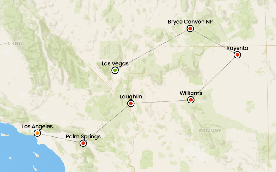 itinerario in moto in california arizona utah e nevada