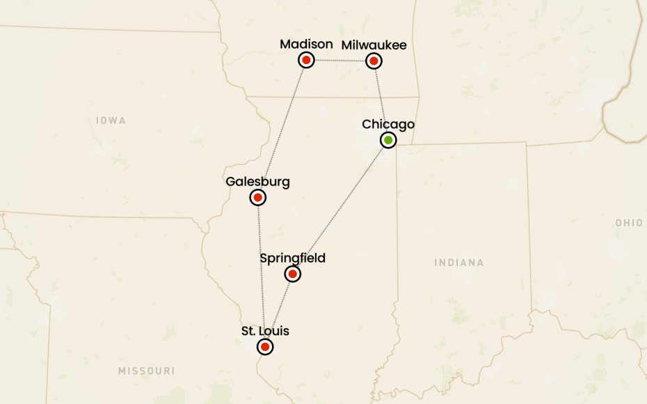 itinerario in moto in illinois e wisconsin