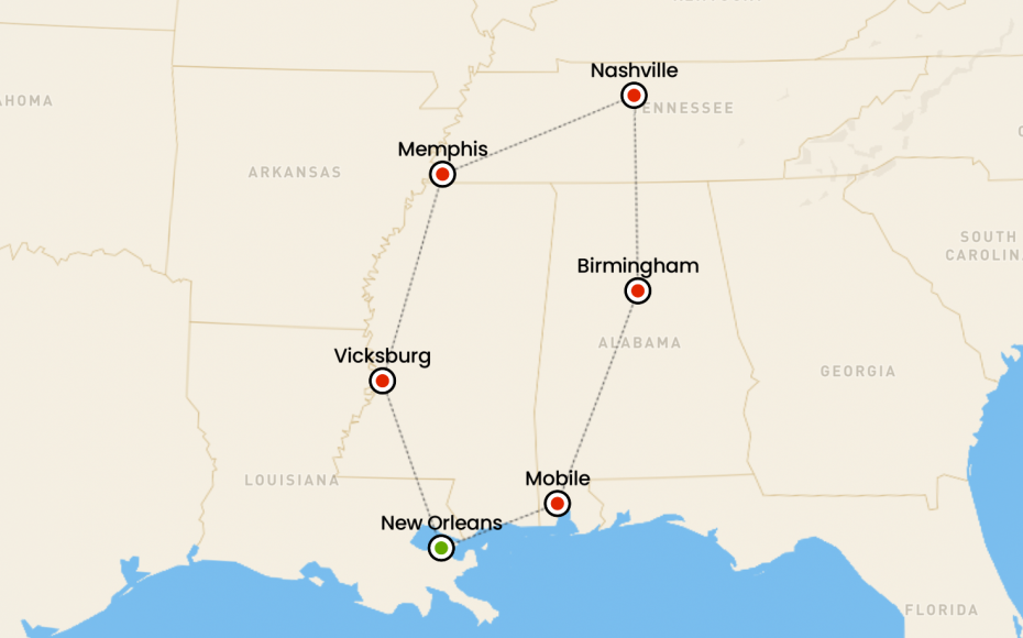 tour in moto in louisiana alabama tennessee e mississippi