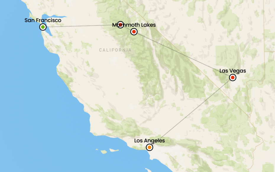 tour in pullman in california e nevada