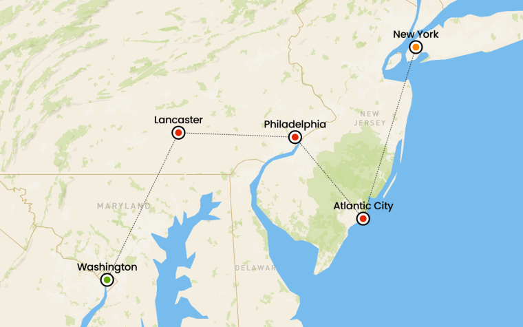 tour in auto new york new jersey pennsylvania e washington