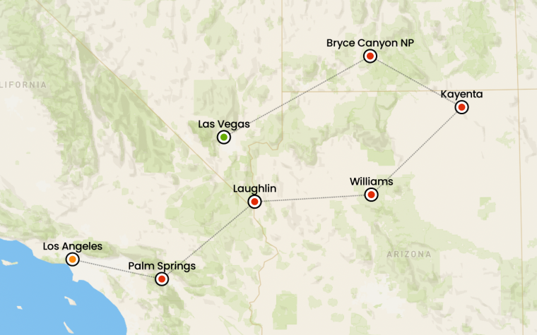 itinerario in moto in california arizona utah e nevada