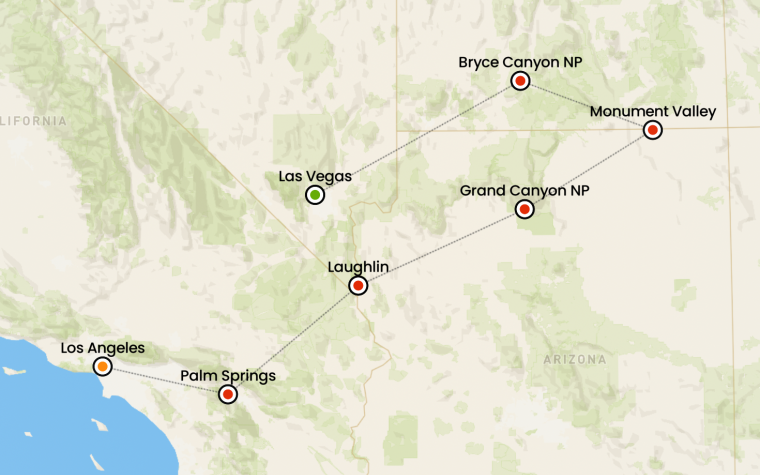 itinerario in moto in california arizona utah e nevada