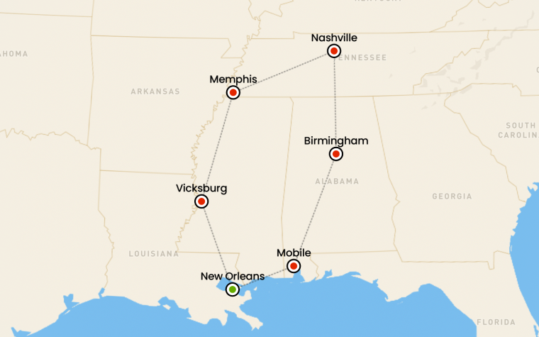 tour in moto in louisiana alabama tennessee e mississippi