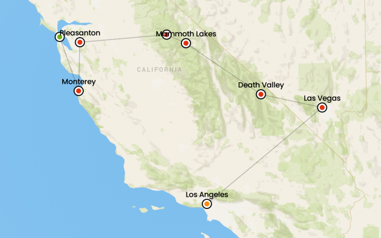 tour in pullman california e las vegas
