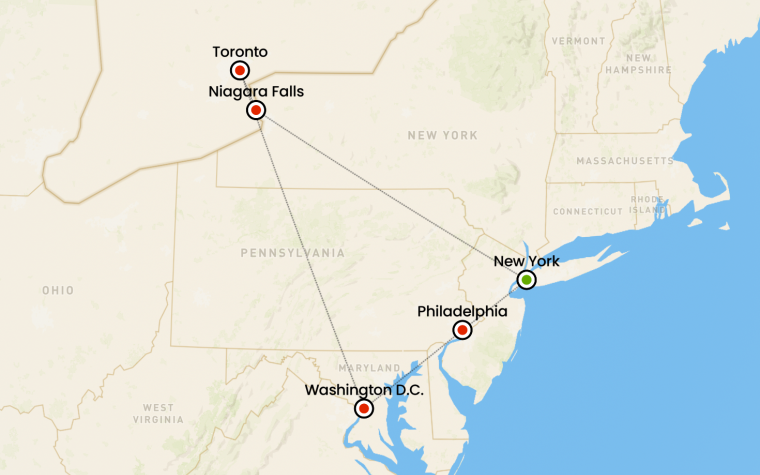 tour in pullman new york niagara toronto washington e philadelphia