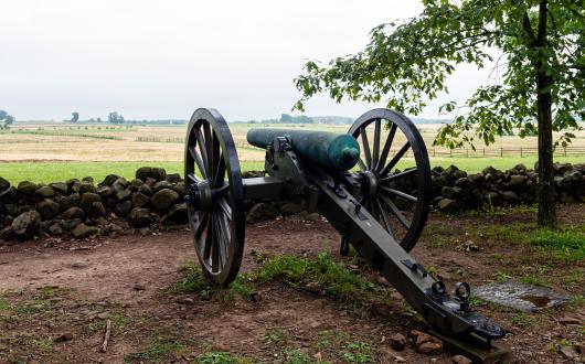 cannone della guerra civile americana a gettysburg (pennsylvania, stati uniti)