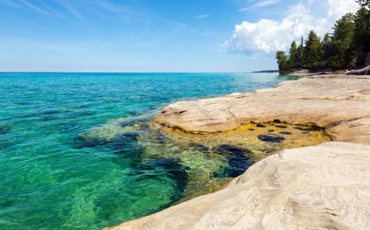 a bordo di un grande lago del nord america (michigan, stati uniti)