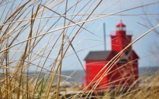 famoso faro rosso a Holland (michigan, stati uniti)