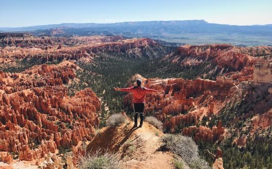 uomo che ammira il bryce canyon national park (utah, stati uniti)