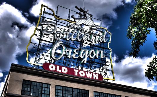 iconica insegna situata a Portland (oregon, stati uniti)