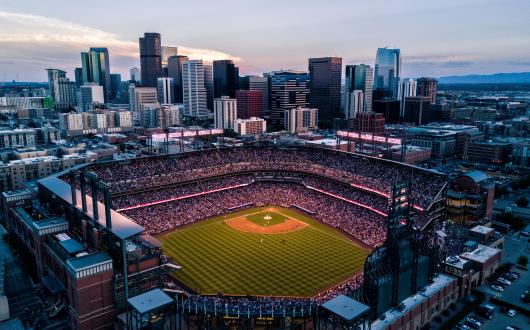 stadio di baseball a denver visto dall'alto (colorado, stati uniti)