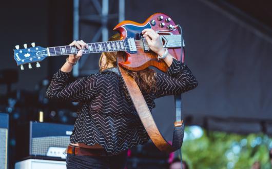 chitarrista al festival austin city limits (texas, stati uniti)