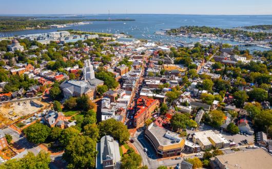 vista dall'alto della capitale dello stato del maryland (maryland, stati uniti)
