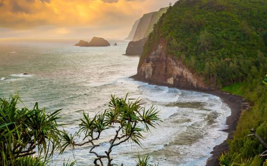 spiaggia di sabbia nera vulcanica (hawaii, stati uniti)