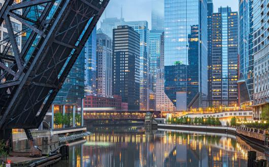 skyline dei grattacieli di chicago (illinois, stati uniti)