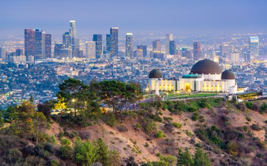 osservatorio di griffith park e skyline di los angeles (california, stati uniti)