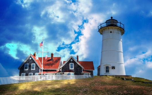 nobska lighthouse di falmouth a cape cod (massachusetts, stati uniti)