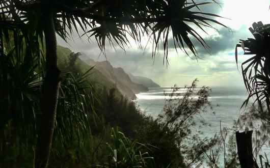 inizio del kalalau trail sull'isola di kauai (hawaii, stati uniti)