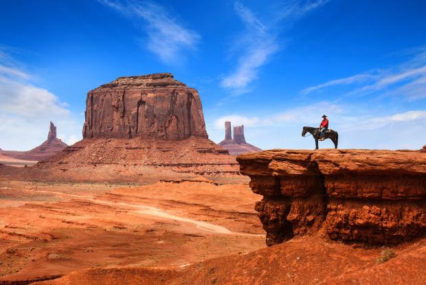 cavallo sulla rupe alla monument valley (arizona, stati uniti)