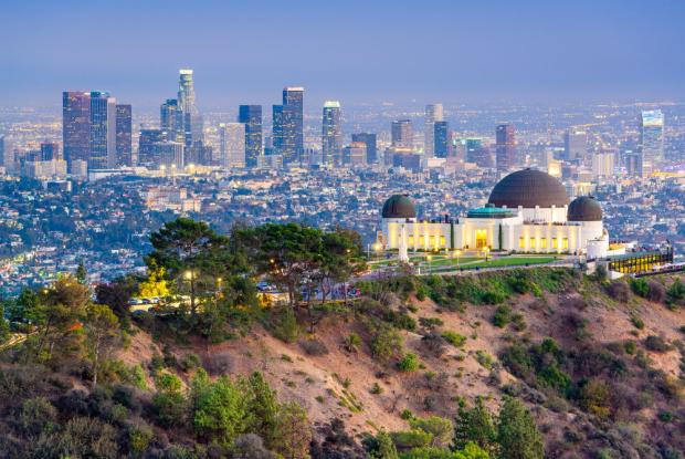 osservatorio di griffith park e skyline di los angeles (california, stati uniti)