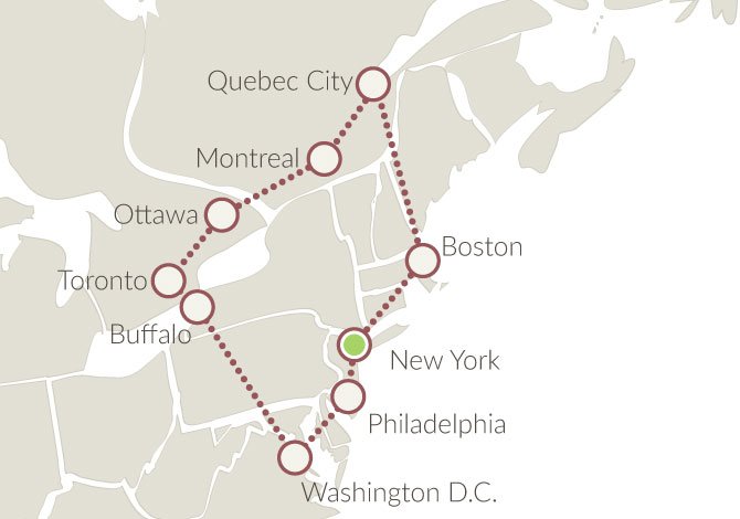 Tour In Pullman Negli Stati Uniti Xplore America Stati Uniti Est Cartina